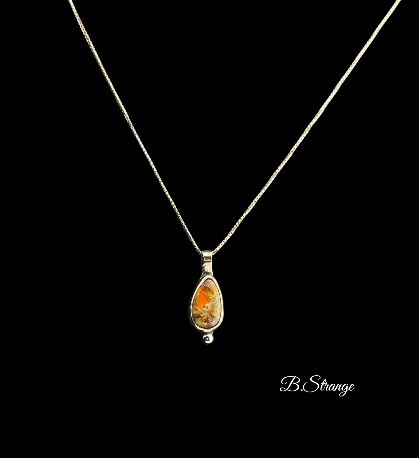 Tear Drop Fire Opal Necklace