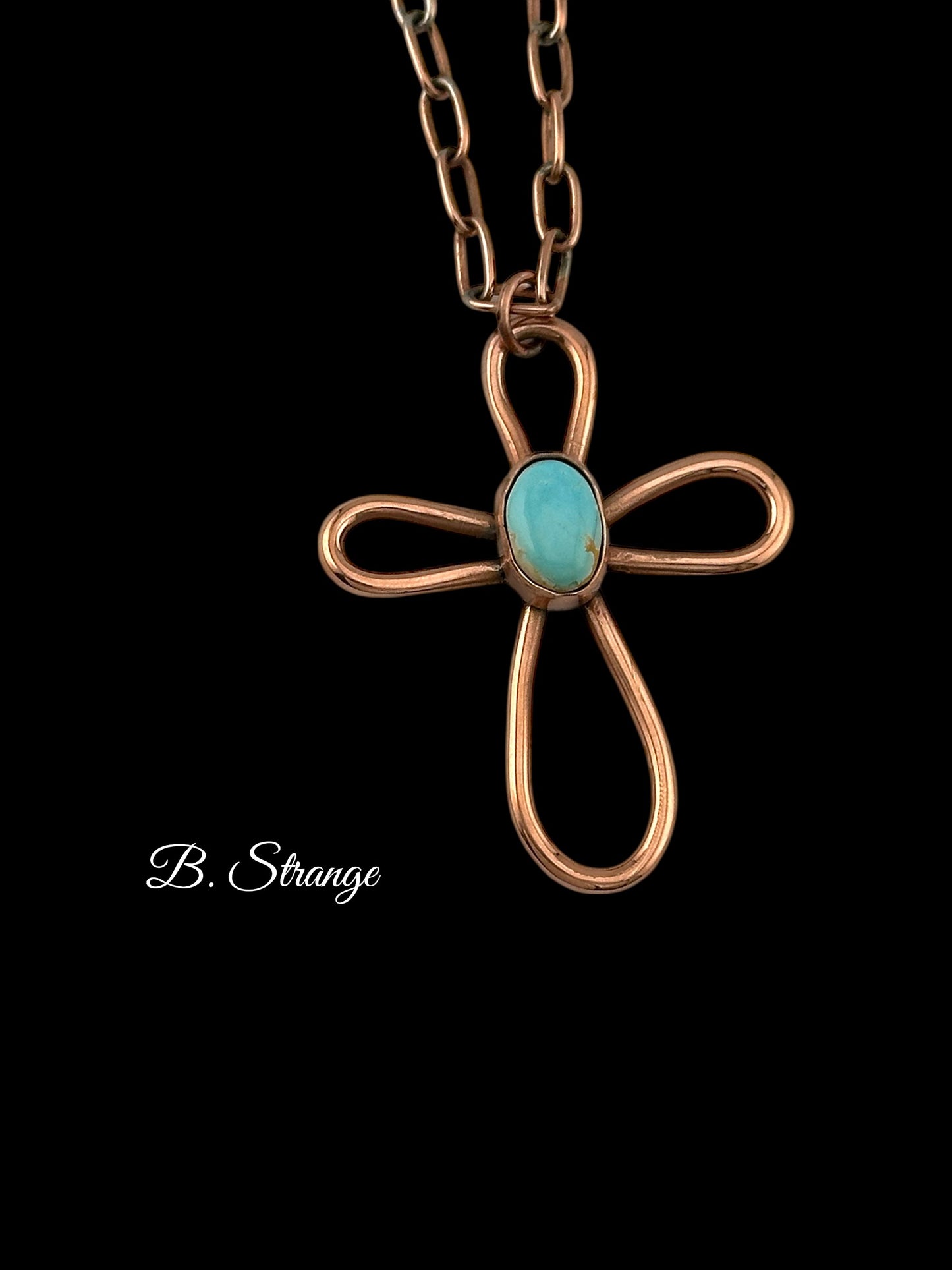 Copper Cross with Turquoise stone