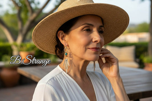 Dangle Earrings - Copper and Silver Burst with Kingman Turquoise