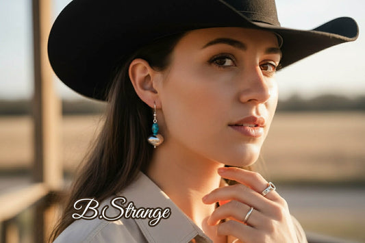 Dangle Earring with Sterling Silver Pearl and Kingman Turquoise