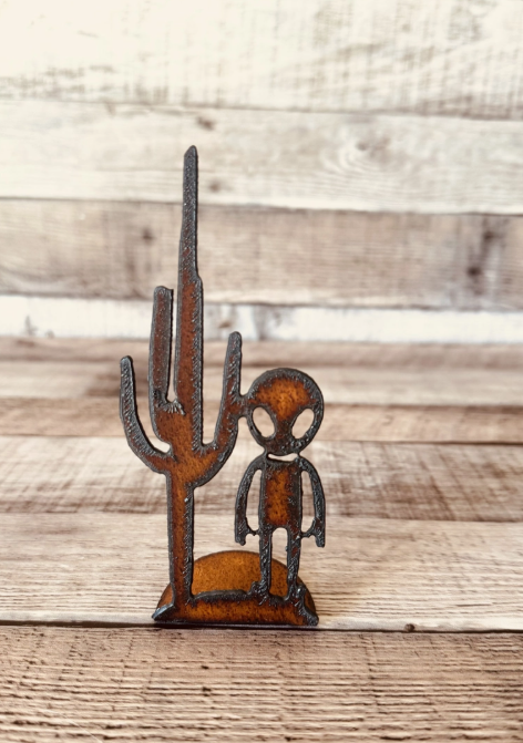 Rustic Metal Cactus and Alien