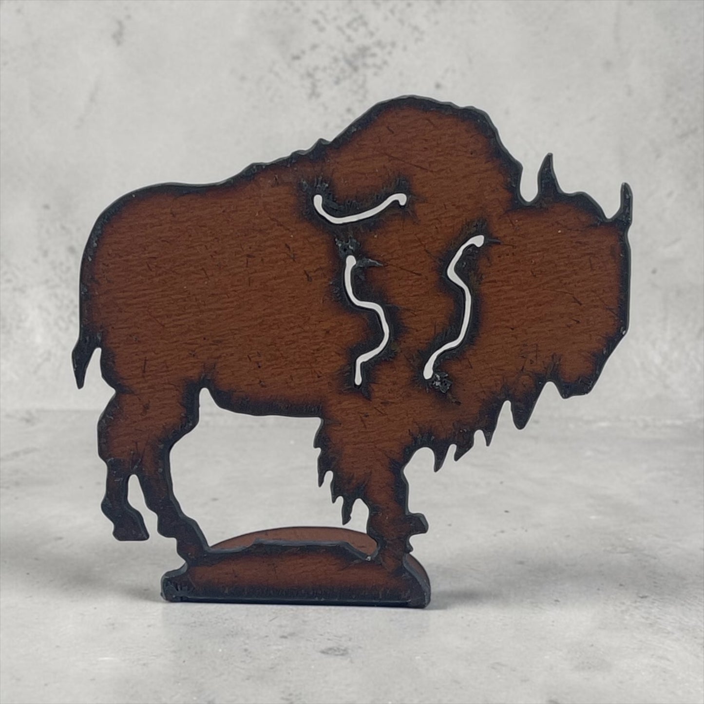 Rustic Metal Buffalo Decor