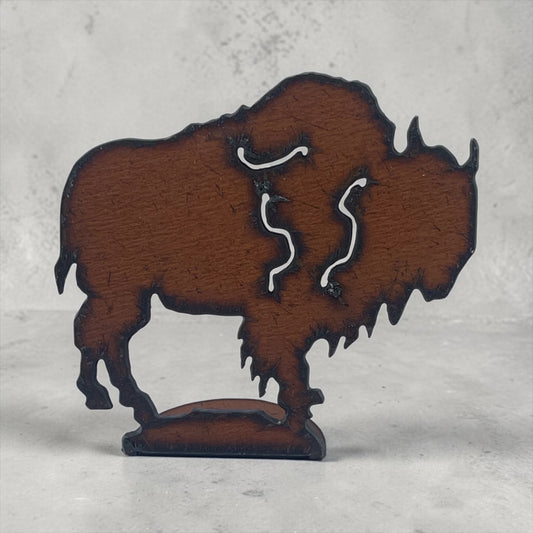 Rustic Metal Buffalo Decor