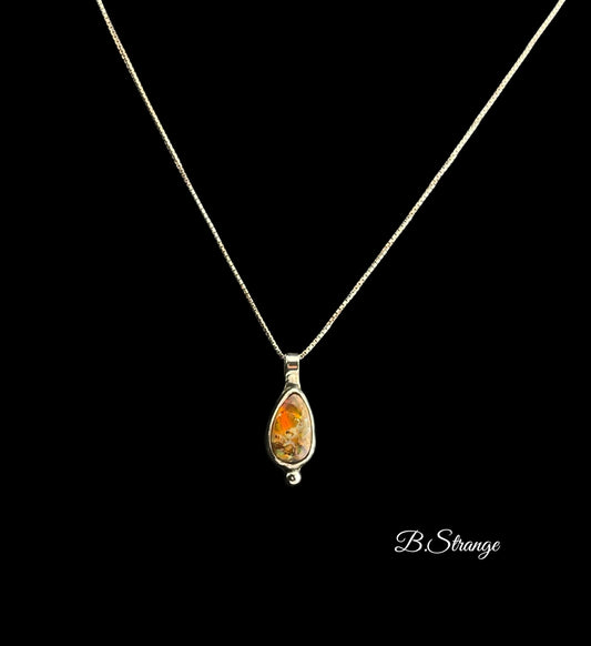 Tear Drop Fire Opal Necklace