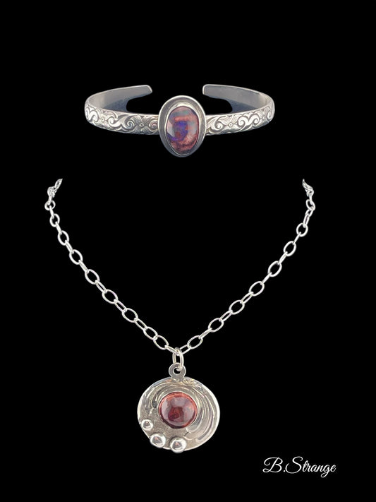 Fire Opal Bracelet and Necklace Set