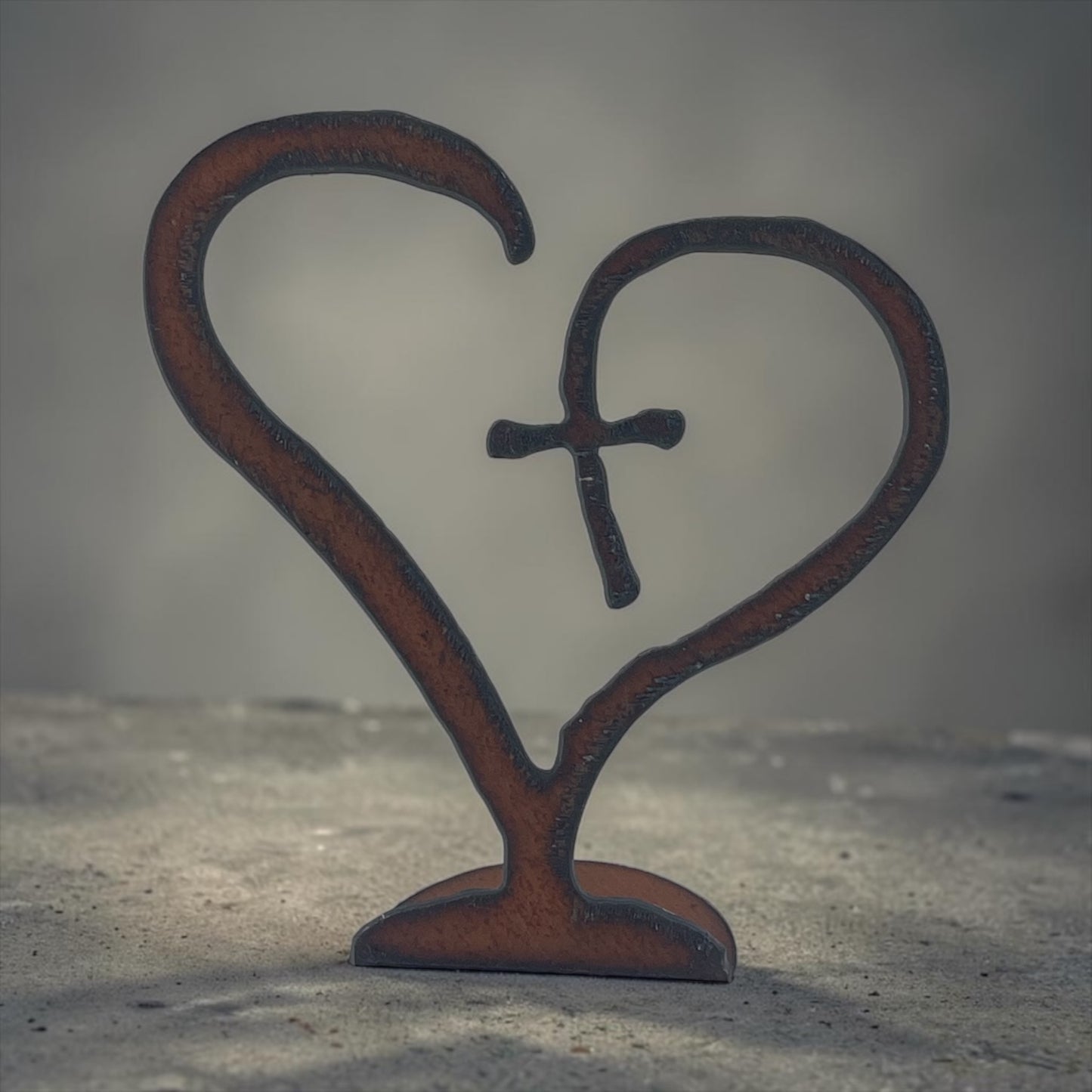 Rustic Metal Heart and Cross