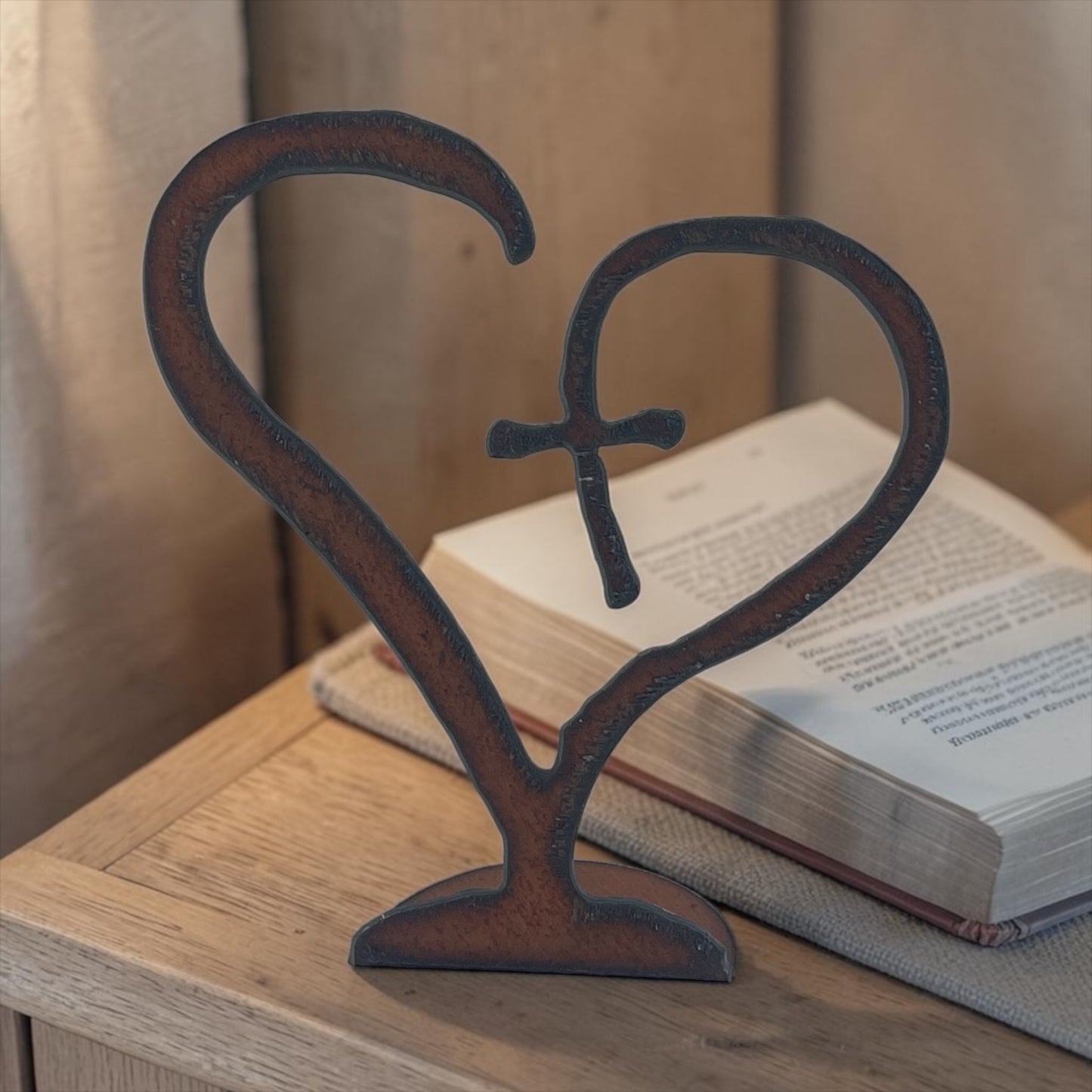 Rustic Metal Heart and Cross