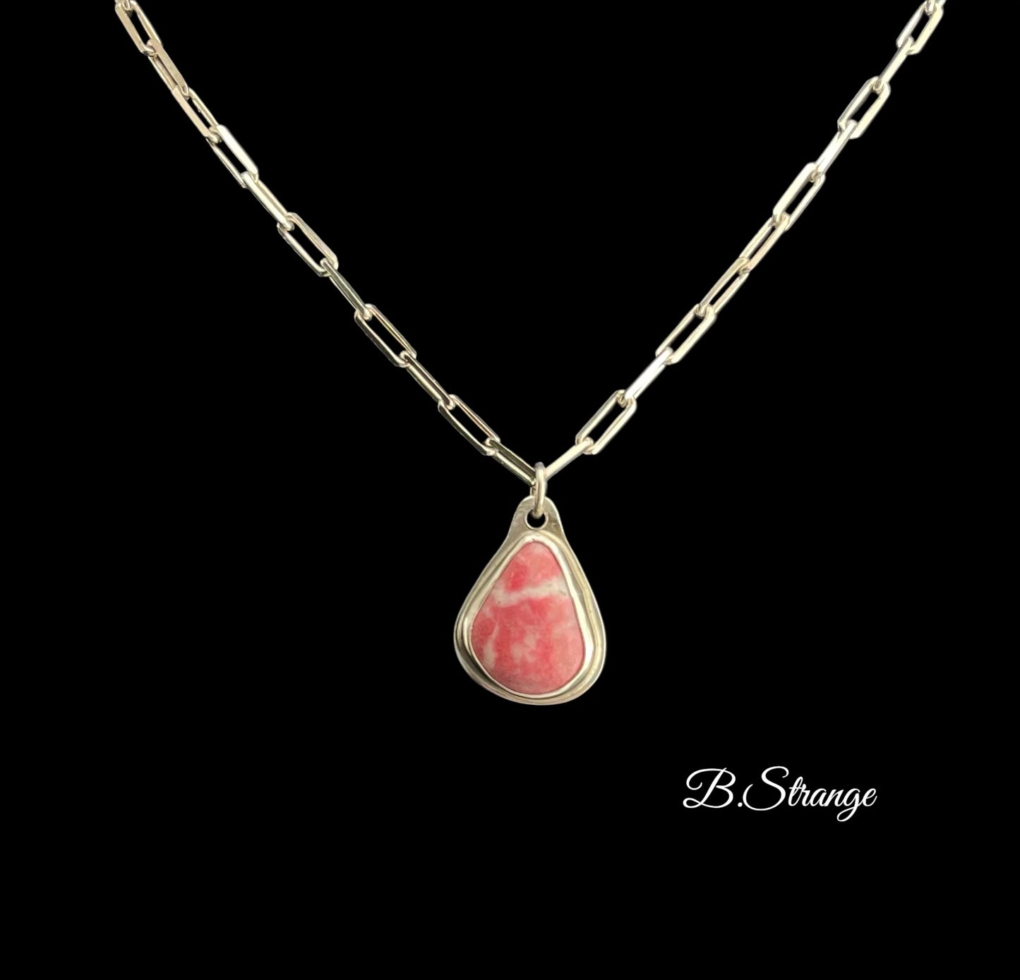 Pink Thulite Zoisite on Paper Clip Chain
