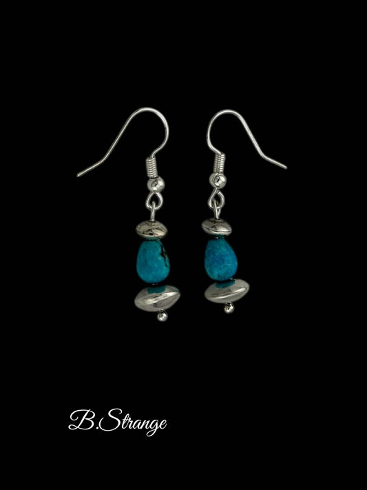 Dangle Sterling Silver and Kingman Earrings