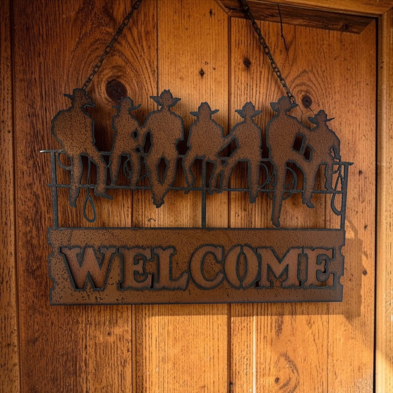 Rustic Metal Rodeo Cowboys Welcome Sign